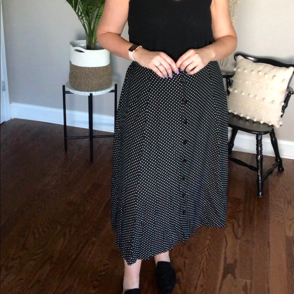 Polka Dot Button Front A Line Midi Skirt sz 20